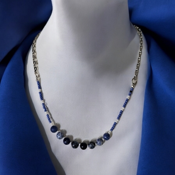 NWT Handmade Necklace featuring Blue Sodalite Beads - Picture 1 of 7